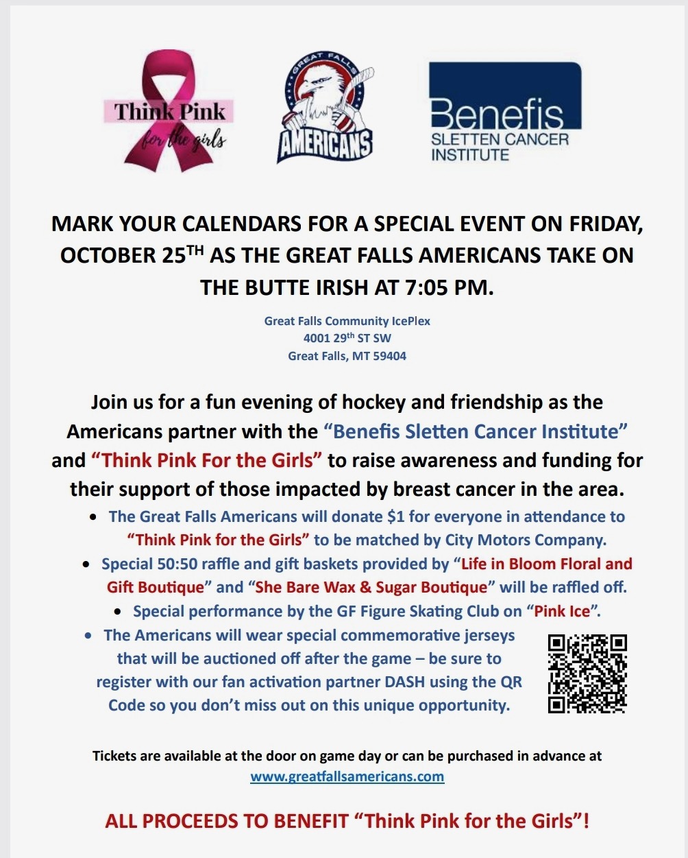 Think Pink Hockey Night info